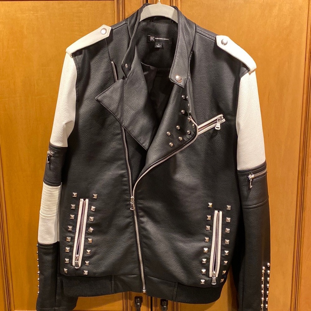 INC. leather black/white Moto studded jacket